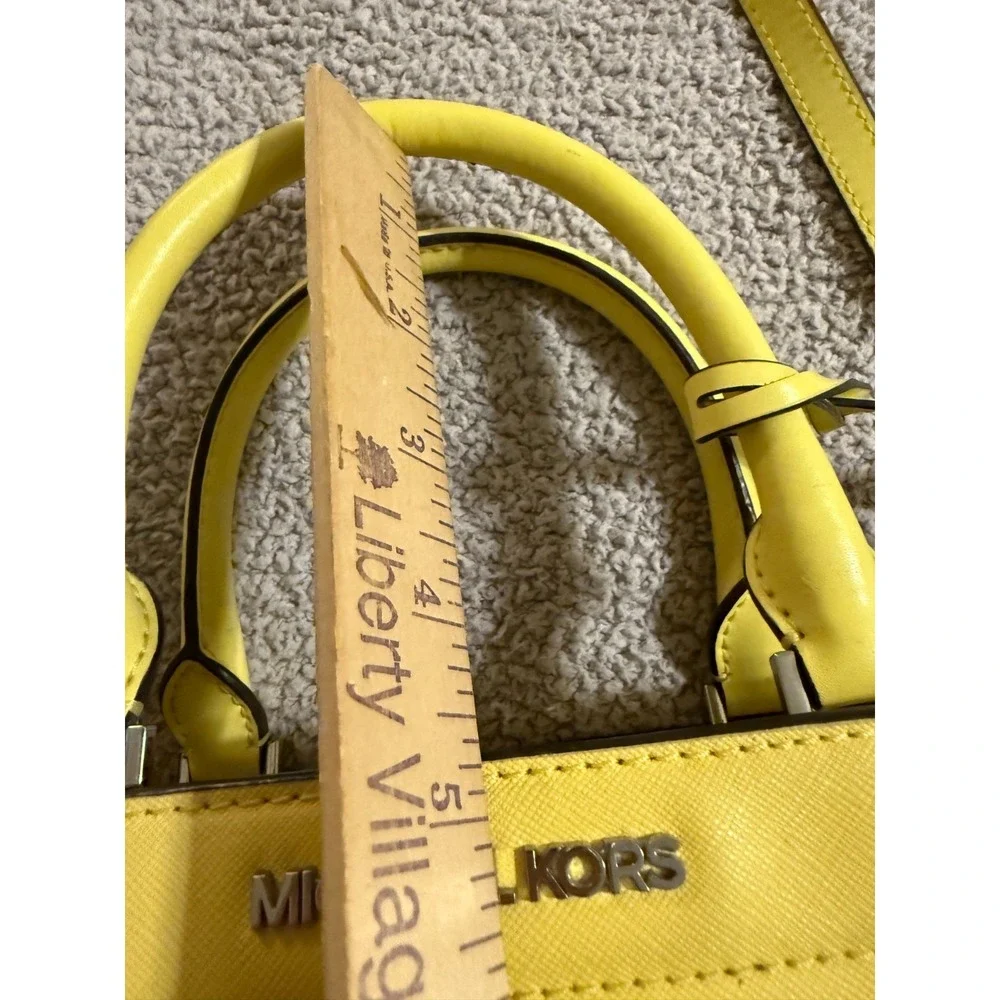 Michael Kors Leather Dillon Satchel Yellow Sunflower Purse Tote Crossbody Charm